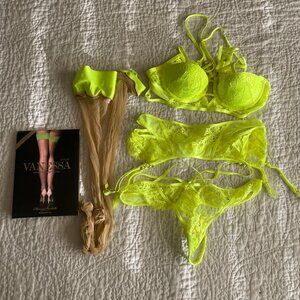 Honey Birdette Vanessa Neon Yellow Full Set